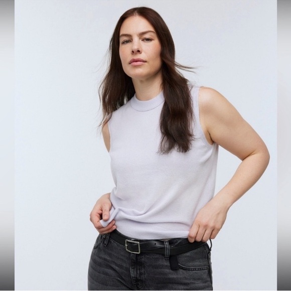 Madewell (Re)sponsible Cashmere Crewneck Sweater Vest in Heather Sky Grey Size M - Picture 10 of 10